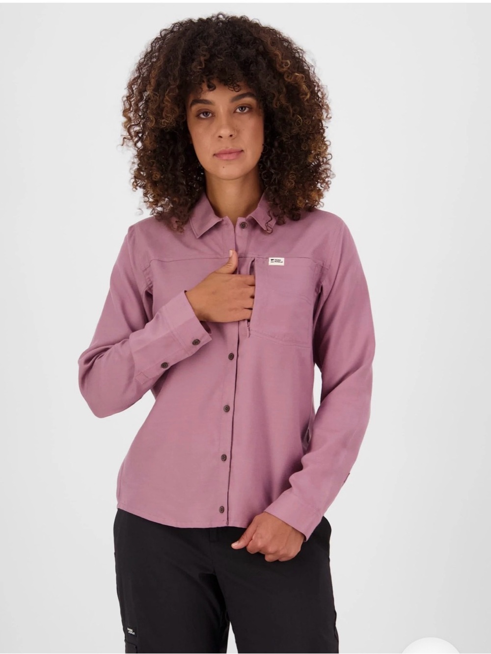 Dusty Rose Button-Down Shirt with Chest Pocket